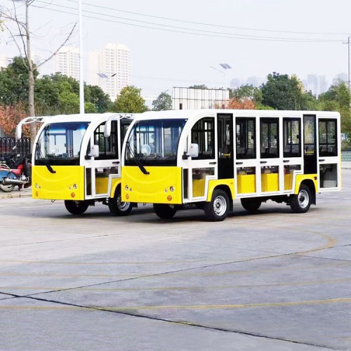 14座旅游电动观光车厂家景区游览电动车价格柠檬黄电动车