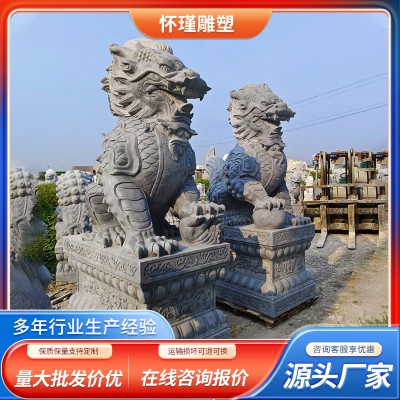 红石麒麟 石雕麒麟 石材雕刻麒麟