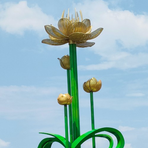 不锈钢雕塑 广场雕塑 不锈钢抽象花朵雕塑