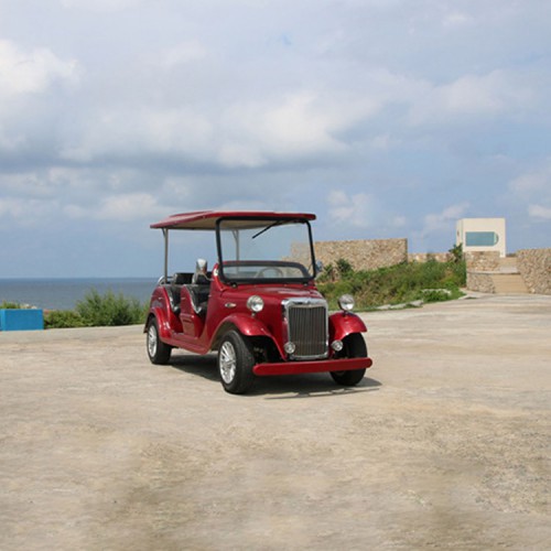 6座红色电动老爷车图片  观光车多少钱一台  电动高尔夫球车